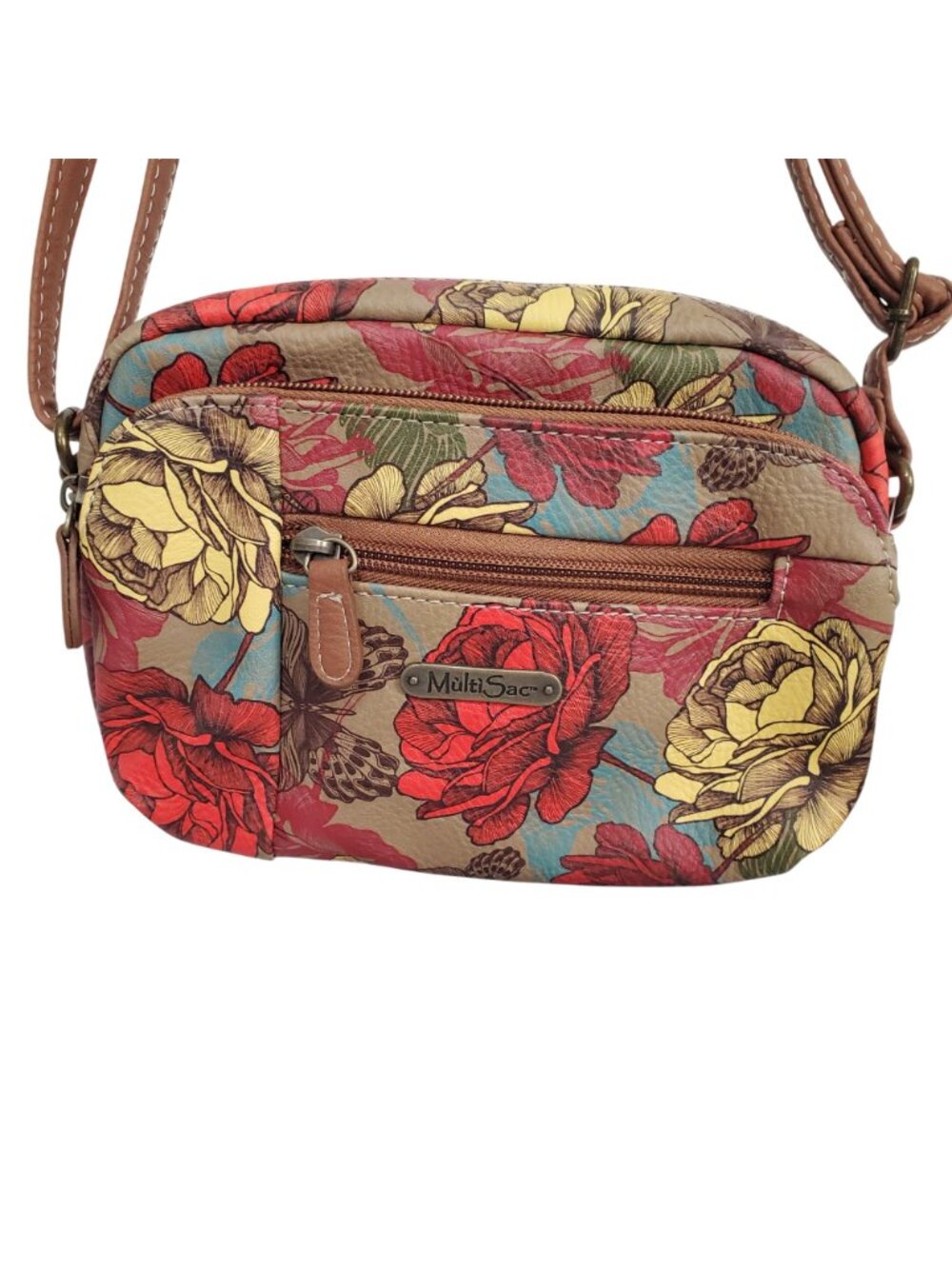 MultiSac NWT Small Purse Floral Printed Multi Pocket Crossbody Adjustable Strap - Picture 3 of 7